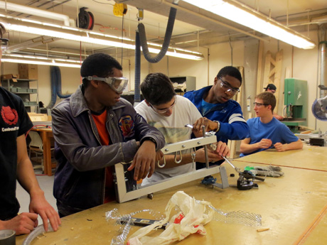 students working on project